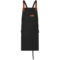 Exner - Bib Apron Canvas With Decorative Label - Black - 80 x 70 cm