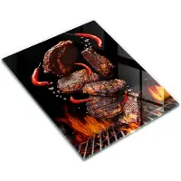 Wallfluent Glazen Snijplanken - Vlees Van De Grill Snijplanken Glas - 30 cm x 40 cm - Bruin Snijplanken van Glas - Glazen Snijplank - Decoratieve Glazen Snijplank - Antislip Hakplank van Glas