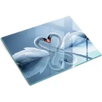 Wallfluent Glazen Snijplanken - Twee Zwanenharten Snijplanken Glas - 30 cm x 40 cm - Blauw Snijplanken van Glas - Snijplank van Glas - Hygiënische Snijplank van Glas - Antislip Glazen Snijplank