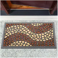 ANRO Mozaïek Deurmat Bruin 40x68 cm - Antislip - 3D-effect