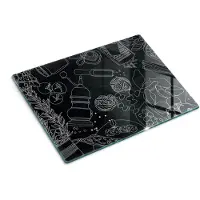 Wallfluent Glazen Snijplanken - Keukenaccessoires Snijplanken Glas - 30 cm x 40 cm - Zwart-Wit Snijplanken van Glas - Snijplank van Glas - Design Glazen Snijplank Keuken - Antislip Hakplank van Glas
