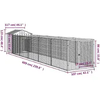 vidaXL Hondenhuis met dak, antraciet, 117x609x123 cm, verzinkt staal