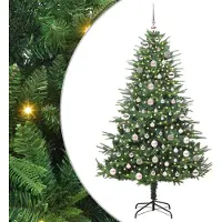 vidaXL Kunstmatige Voorverlichte Kerstboom met Ballenset Groen 180 cm