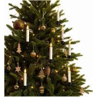 Anna's Collection Kerstboomkaarsen op batterijen | 14 cm | Inclusief clip | 3D vlam |10 stuks
