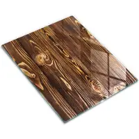 Wallfluent Glazen Snijplanken - Houtstructuur Snijplanken Glas - 30 cm x 40 cm - Bruin Snijplanken van Glas - Keuken Snijplank Glas - Design Glazen Snijplank Keuken - Glazen Snijplank met Antislip