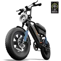 SmartAI 16Inch Elektrische Fatbike 16 x 3.0 Inch - 48V 15.6Ah - Tot 110 km Bereik - 250W Motor -Zwart