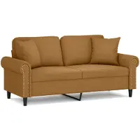 vidaXL Tweezitsbank met sierkussens 140 cm fluweel bruin