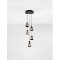 Nova Luce Design hanglamp Alish 5-lichts smoke glas