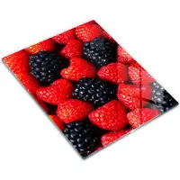 Wallfluent Glazen Snijplanken - Frambozen En Bramen Snijplanken Glas - 30 cm x 40 cm - Rood Snijplanken van Glas - Glazen Hakplank - Hygiënische Snijplank van Glas - Antislip Glazen Snijplank