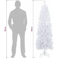 vidaXL Kunstmatige slanke kerstboom 180 cm PVC en Staal Wit