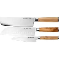 Couteaux de cuisine Eden Sugoi Olive 3-delige messenset santoku, nakiri en universeelmes