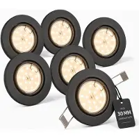 Trango Set van 6 inbouwspots 6729-061MO in antraciet mat draaibaar incl. 6x 5 Watt 3000K warm wit Ultra Flat LED Module, Plafondspots, Plafondlamp, Badkamerlamp