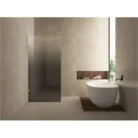 Wiesbaden Inloopdouche links less 80x200 cm 8 mm nano spiegelrook- naar helder glas geborsteld messing