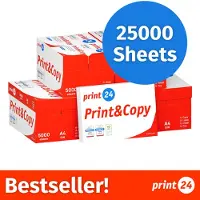 Print24 NIEUW: Printerpapier Kopieerpapier 25000 Vel 50 x 500 A4 Premium Extra Wit CIE 160 Testwinnaar PEFC-gecertificeerd