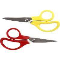Creotime kinderschaar rood/geel 12,5 cm recht en linkshandig spits 12 stuks