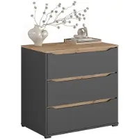 Vicco Dressoir Ruben Antraciet/Artisanaal eiken 80 x 76.6 cm met 3 lades, Model 62884