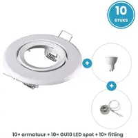 Tsong GU10 inbouwspots compleet - 10 stuks - rond wit - LED 5W 465lm daglichtwit 6000K - incl. fittingen - 230V
