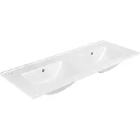 Creavit Su Wastafel - 2 Wasbakken - zonder Kraangaten - Keramiek - 121 × 46 cm - Glanzend Wit