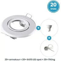 Tsong GU10 inbouwspots compleet - 20 stuks - rond wit - LED 5W 465lm daglichtwit 6000K - incl. fittingen - 230V