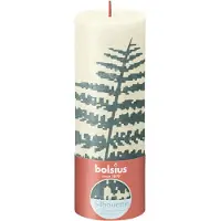 Bolsius Rustiek printed stompkaars 190/68 soft pearl fern
