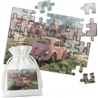 WORLD CASE Puzzel Roze Auto met Bloemen - 35 Stukjes