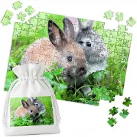 WORLD CASE Traditionele Puzzel: Twee Konijnen op Gras - 192 Stukjes