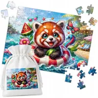 WORLD CASE Puzzel Rode Oceaan Panda met Watermeloen - 120 Stukjes