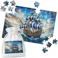 WORLD CASE Traditionele Puzzel - Oceaan Schip & Kasteel - 96 Stukjes