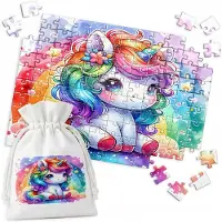 WORLD CASE Unieke Kinderpuzzel: Regenboog Eenhoorn 120 Stukjes
