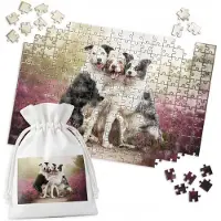 WORLD CASE Puzzel 252 Stukken: Drie Honden Zittend in Bloemen