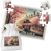 WORLD CASE Merkloos Puzzel 24 Stukjes - Delaware Postzegel USA