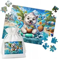 WORLD CASE Merkloos Puzzel 70 Stukjes - Tropische Strandbeer