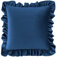 Fitizzio Decoratieve kussensloop met ruche, 40x40 cm, fluweel, marineblauw