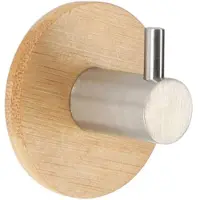 Tendance Patère simple en bambou et métal adhésif 3M chromé