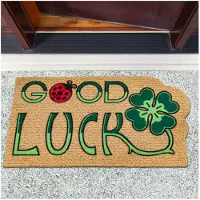 ANRO Good Luck Deurmat Beige 40x70 cm - Antislip - 3D-effect