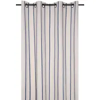 Stof - Katoenen gordijn met strepen TROPE, 135 x 260 cm - blauw