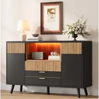 STILVORA dressoir met verstelbare legplanken, keukenkast met 4 lades en legplanken in de deur, opbergkast voor eetkamer en woonkamer