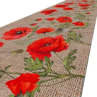 ANRO Keukenloper Klaprozen Bruin 200x52cm – Antislip Gangloper Tapijtloper 3 mm Laagpolig