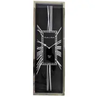 Hoppa! Verticale wandklok met Romeinse cijfers - Zwart/Chroom - 5 x 20 x 61 cm (B x D x H)