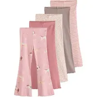 Next - Meisjes - Set van 5 geribbelde leggings met uitlopende pijpen - Bruin