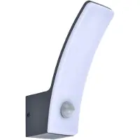 Lutec Kilo - LED wandlamp voor buiten - Gebogen design - PIR bewegingssensor - 660Lm - 3000K warm licht - IP44 weerbestendig - Donkergrijs