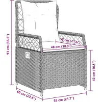 vidaXL Tuinstoelen, 2 stuks, verstelbaar, lichtgrijs, polyrotan