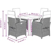 vidaXL 5-delige Tuinset met kussens poly rattan zwart