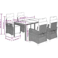 vidaXL 5-delige tuinset met kussens, zwart, van polyrotan