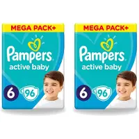 Pampers 2 x - Active Baby - Luiers - Maat 6 (13-18 kg) - Extra Groot - 96 Luiers - Voordeelverpakking - 2 stuks