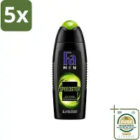 Fa 5 x Men - Douchegel - Speedster - Verfrissend & Energiek - Langdurig - 250 ml - Wasstrips - Douchegel Mannen - Energieke Geur - Verfrissende Geur - Taurine - Langdurig Effect