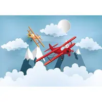 Karo-art Fotobehang Vliegtuig Tussen De Wolken - Vliesbehang - 405 x 270 cm