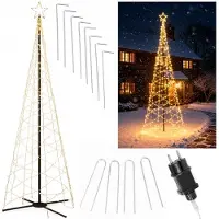 Springos Galaxy LED Kerstboom - Vlaggenmast Verlichting - Inclusief Mast - 3 Meter - Warm wit - 480 LED - Ø 96cm