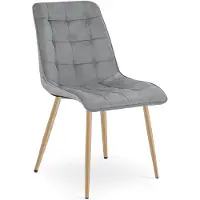 Leobert Chaise - - Tweedelig - Lichtgrijze veloursstof / Eikenhouten poten