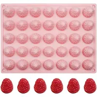 Famanu – 3D frambozen siliconen mal, 35 holtes, voor chocolade, koekjes en taarten